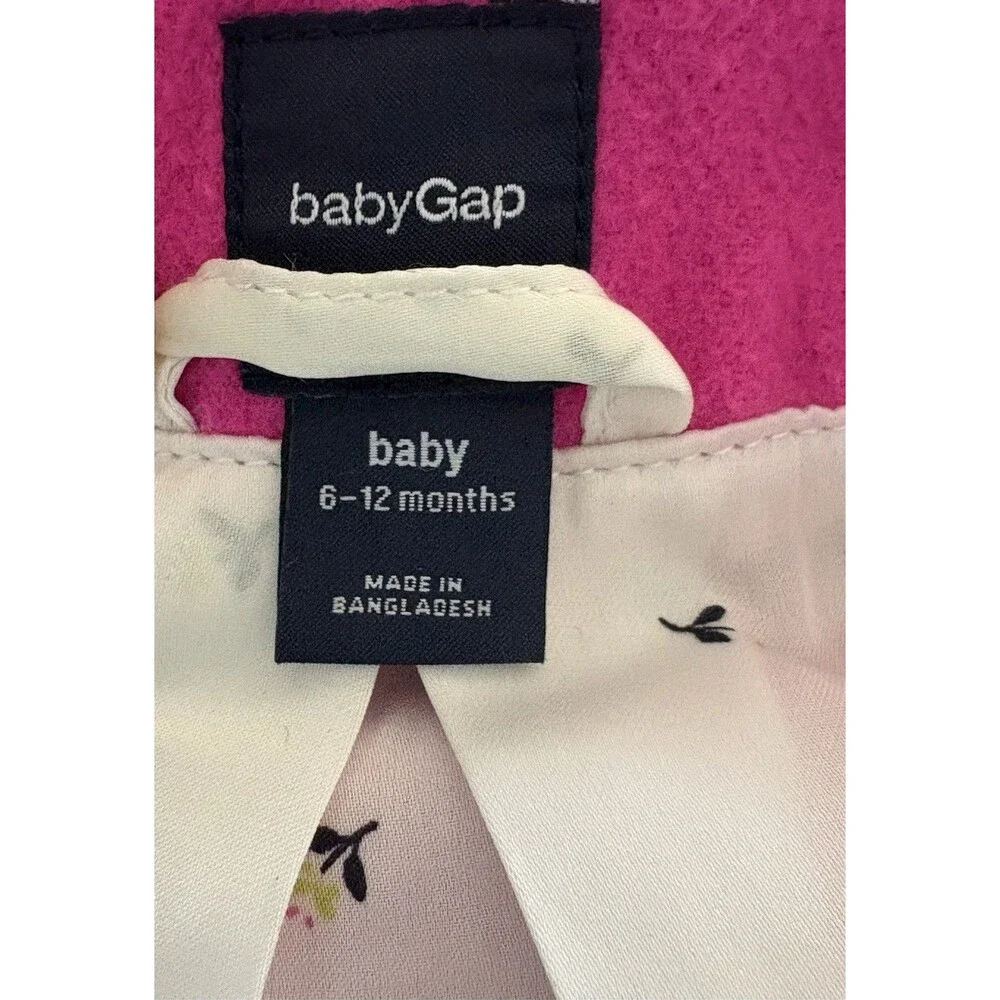 Baby Gap Pink Pea Coat Infant Size 6-12 Months Button Front Jacket Bow Holiday